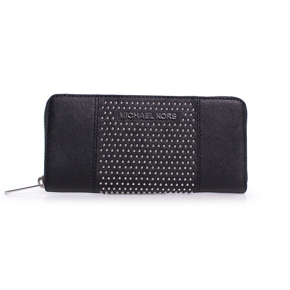 Michael Kors Black Studded Zip Wallet